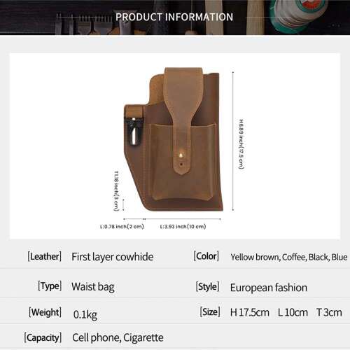 Dollcini Husă de piele pentru bărbați – Multifuncțională, din piele naturală, realizată manual