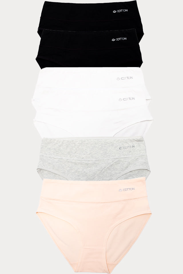 Dollcini, chiloți damă cu talie înaltă, 95% bumbac + spandex - multicolor, pachet de 6 bucăți