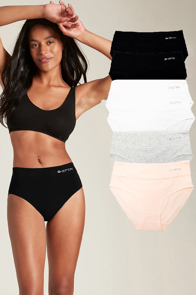 Dollcini, chiloți damă cu talie înaltă, 95% bumbac + spandex - multicolor, pachet de 6 bucăți