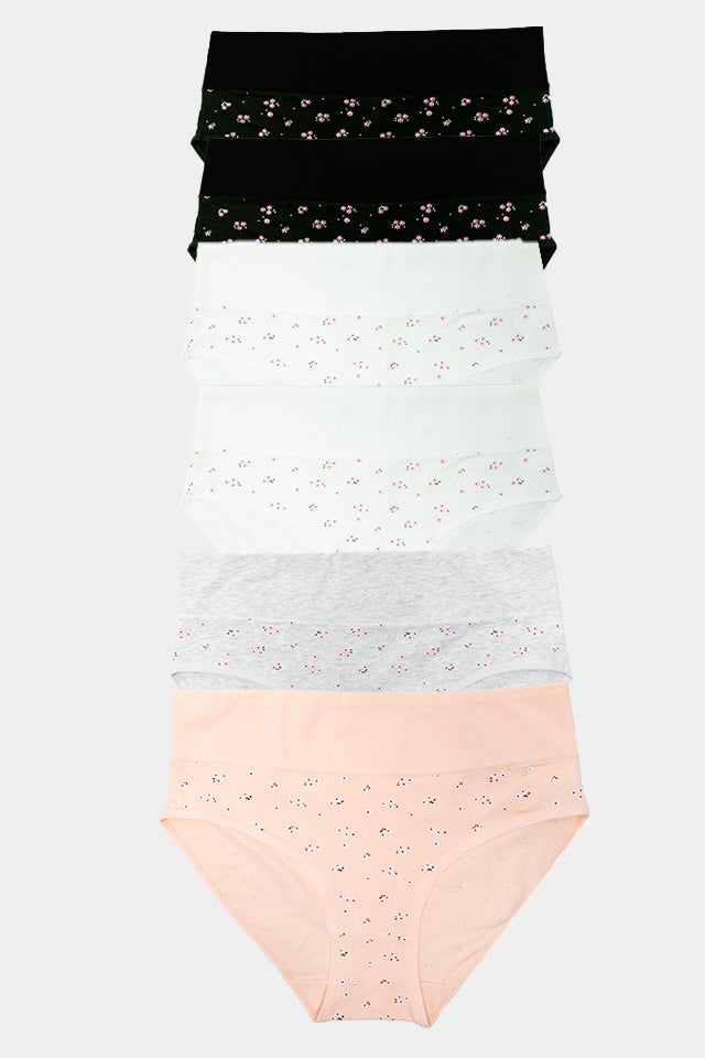 Dollcini, chiloți damă cu talie înaltă, 95% bumbac + spandex - multicolor, pachet de 6 bucăți, 2072
