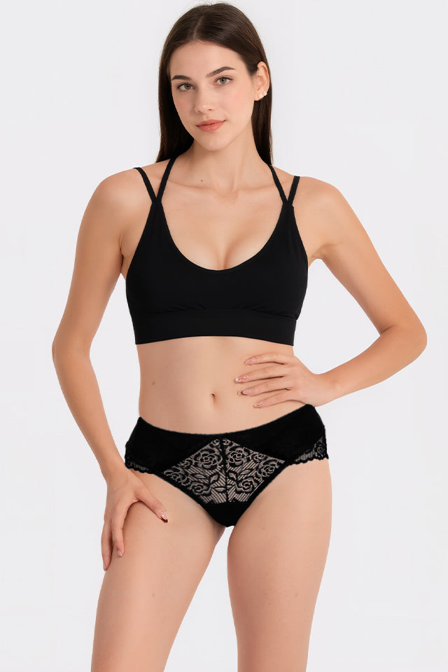 Dollcini, Chiloți clasici pentru femei, Chiloți brazilieni pentru femei, Chiloți dantela pentru femei – 95% bumbac + spandex, multicolor, pachet de 6 bucăți