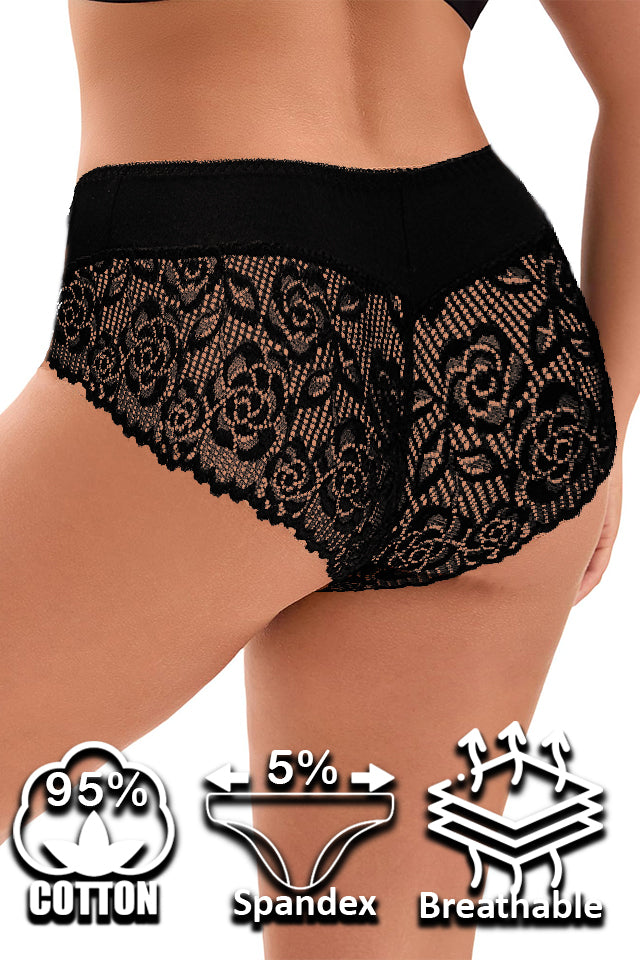 Dollcini, Chiloți clasici pentru femei, Chiloți brazilieni pentru femei, Chiloți dantela pentru femei – 95% bumbac + spandex, multicolor, pachet de 6 bucăți