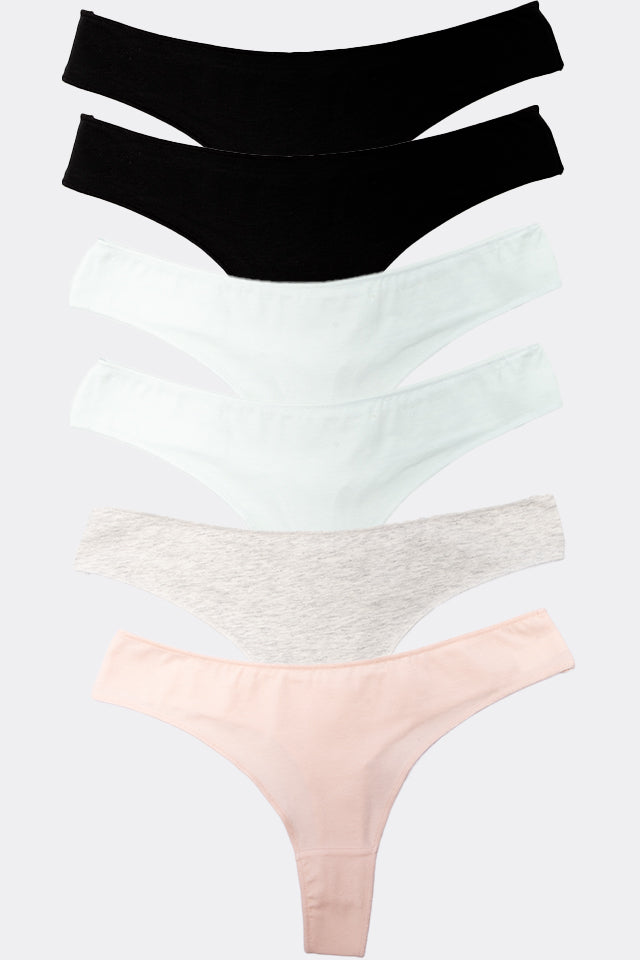 Dollcini Tanga Chiloți Damă - 95% Bumbac, Multicolor, Pachet de 6 bucăți
