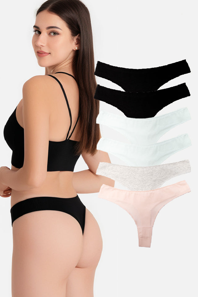 Dollcini Tanga Chiloți Damă - 95% Bumbac, Multicolor, Pachet de 6 bucăți