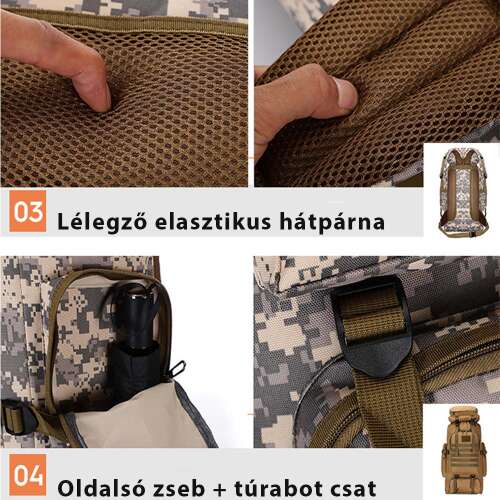 Rucsac de drumeție Dollcini 80L în stil militar pentru bărbați – Geantă impermeabilă pentru alpinism și camping