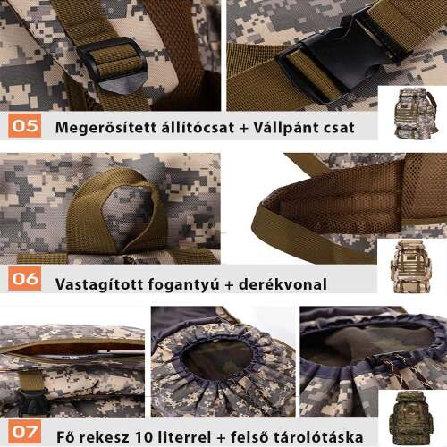 Rucsac de drumeție Dollcini 80L în stil militar pentru bărbați – Geantă impermeabilă pentru alpinism și camping