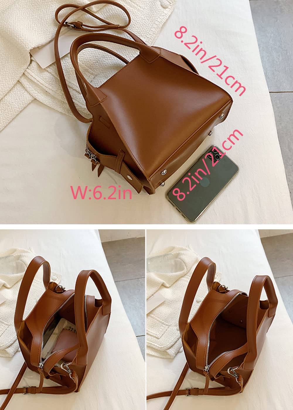 Geantă de lucru pentru femei Dollcini – Geantă elegantă, impermeabilă din piele PU, cu curea reglabilă și interior spațios, neagră
