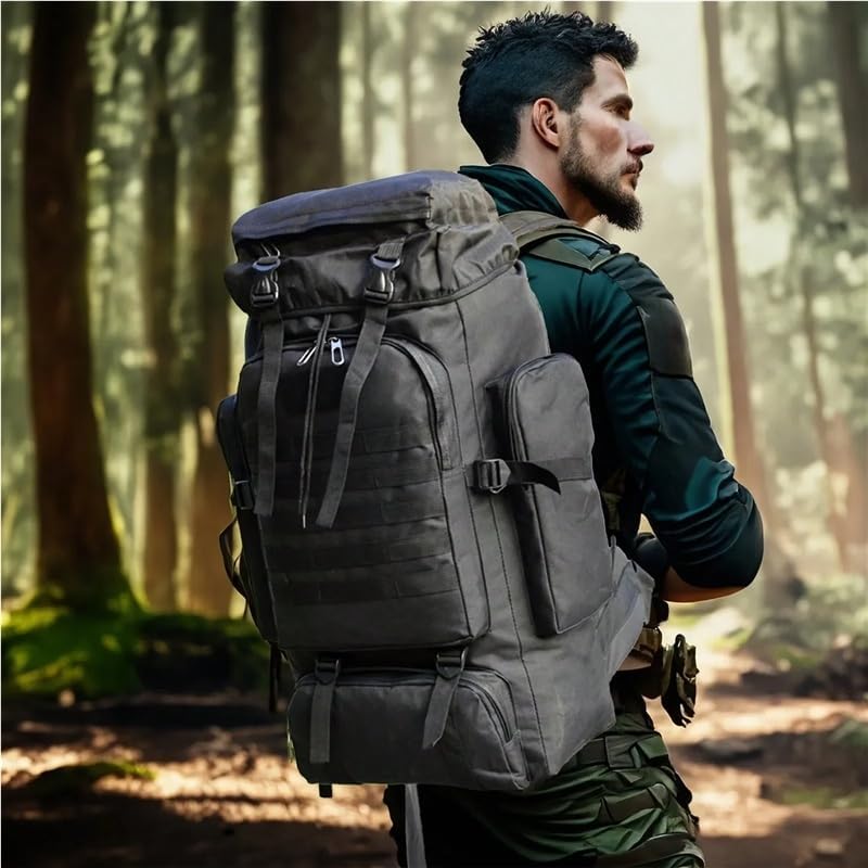 Rucsac de drumeție Dollcini 80L în stil militar pentru bărbați – Geantă impermeabilă pentru alpinism și camping
