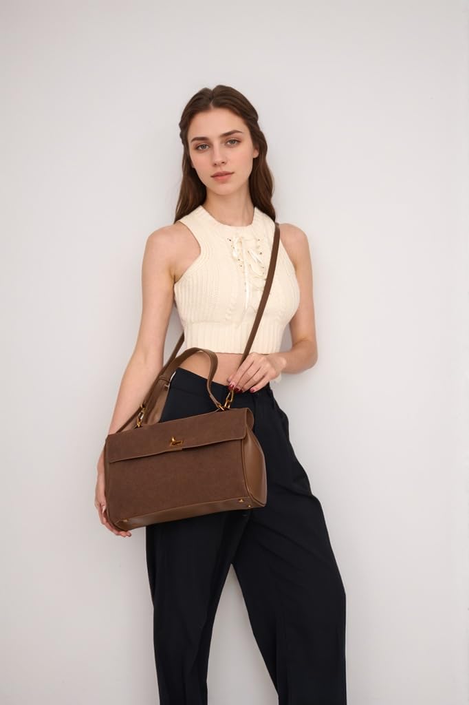 Dollcini Modern Knight geantă pentru femei, geantă de umăr pentru femei, – Premium tote din piele întoarsă pentru muncă