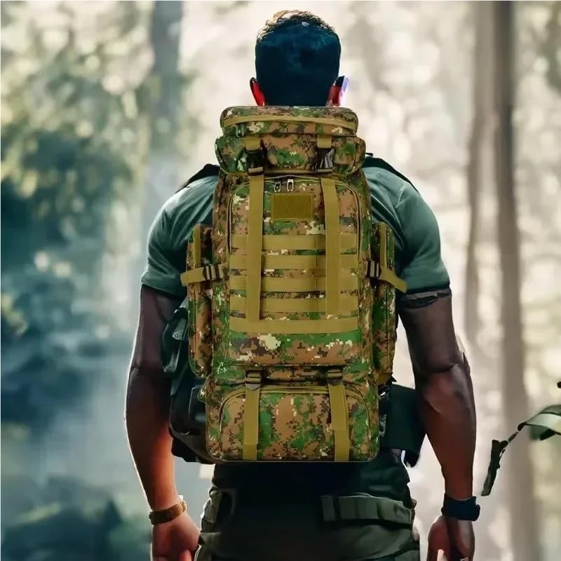 Rucsac de drumeție Dollcini 80L în stil militar pentru bărbați – Geantă impermeabilă pentru alpinism și camping