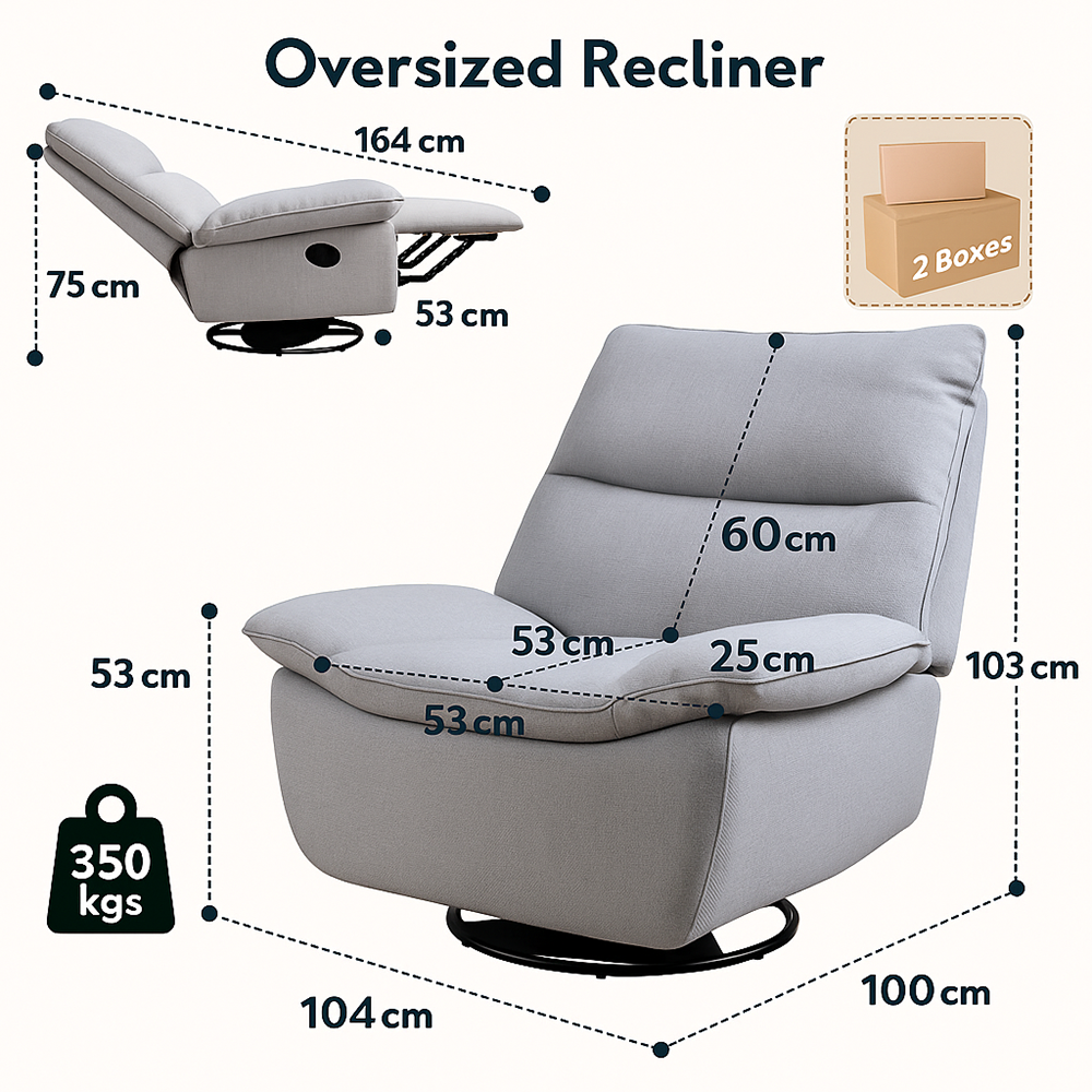 Dollcini Otthon Fotoliu Multifuncțional Reclinabil – 270° Rotativ, Înclinabil și Legănabil