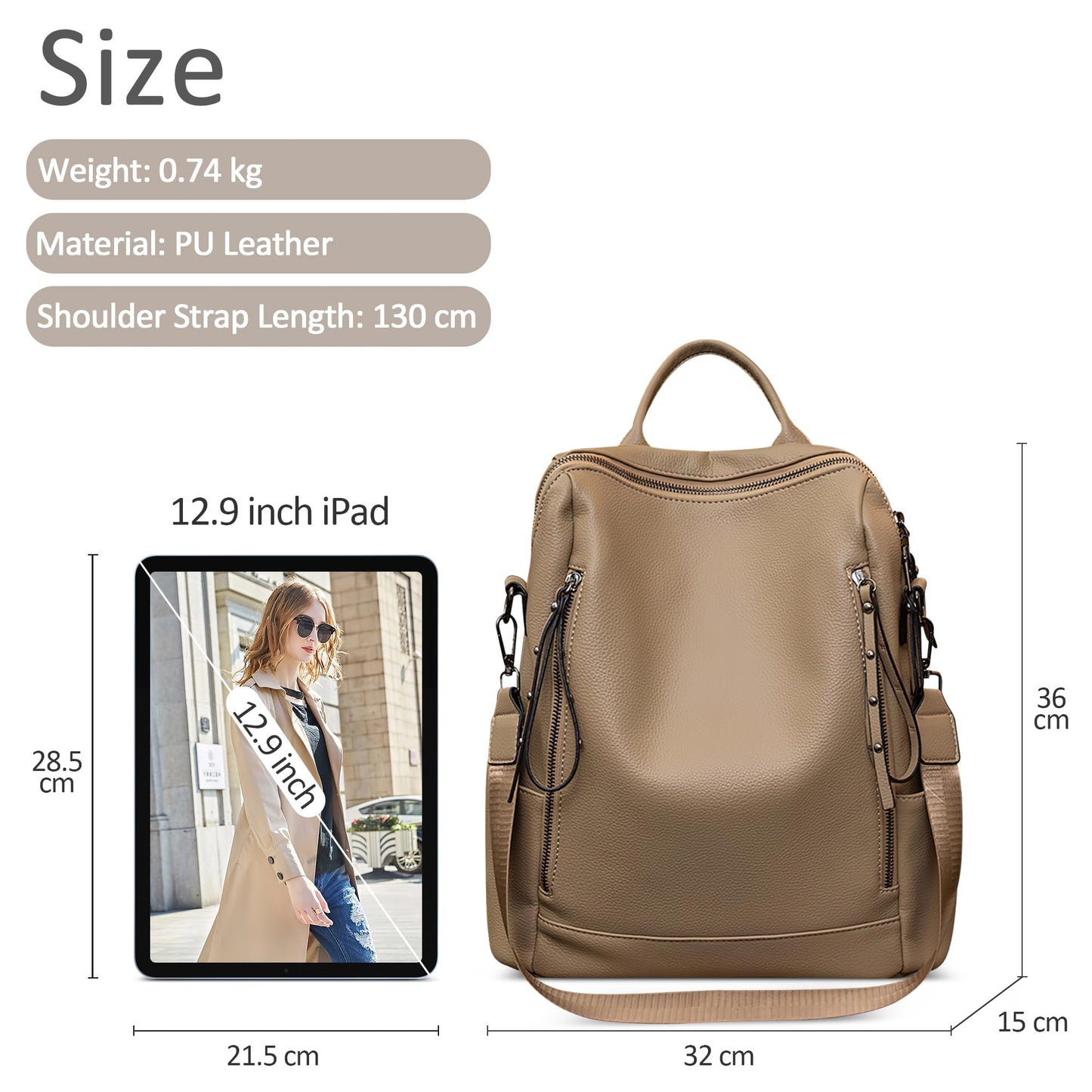 Rucsac elegant pentru femei Dollcini – nailon impermeabil sau piele PU, geantă practică și elegantă