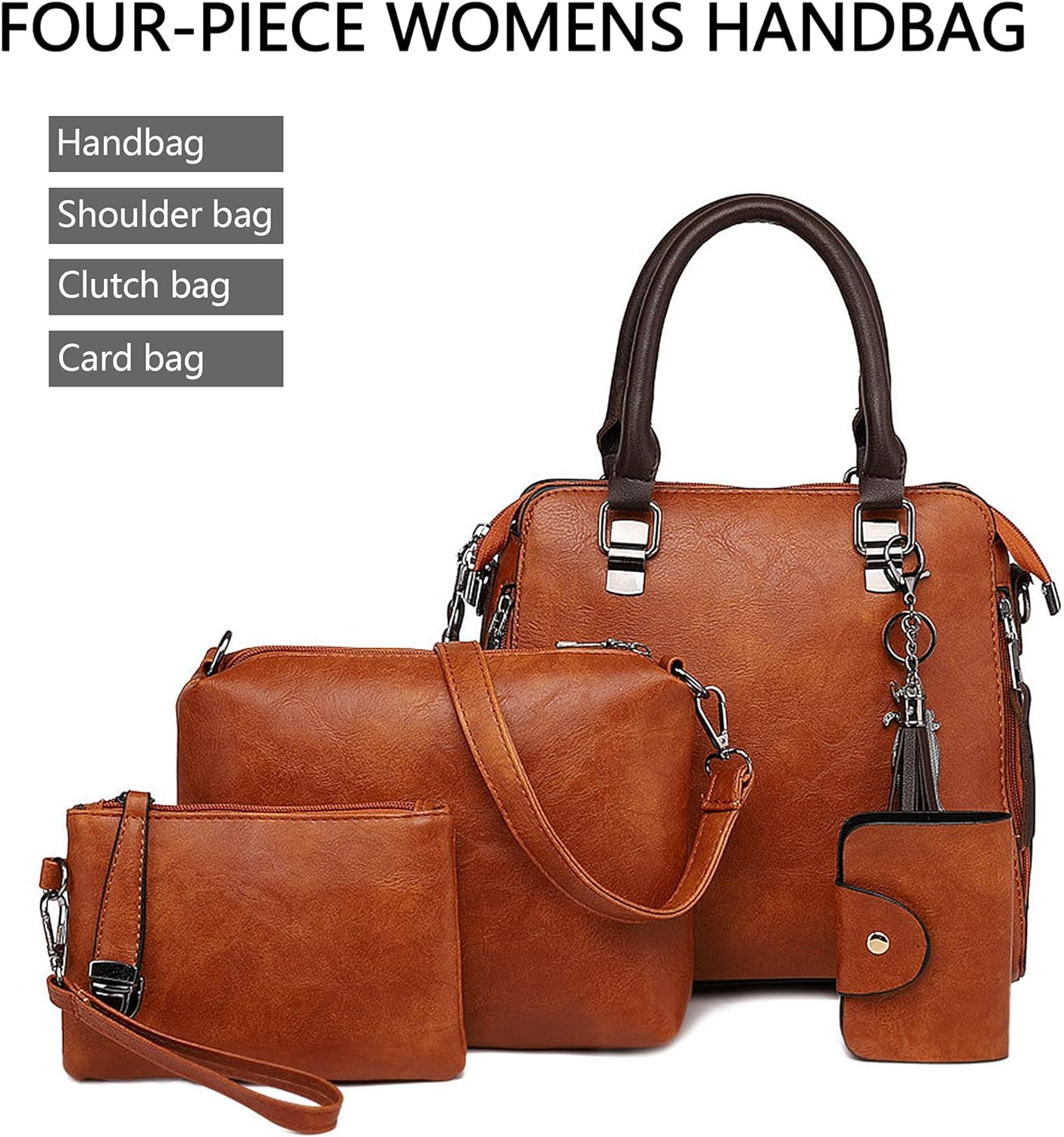 Dollcini Set de genți din piele ecologică 4 piese – Geantă de mână și geantă de umăr