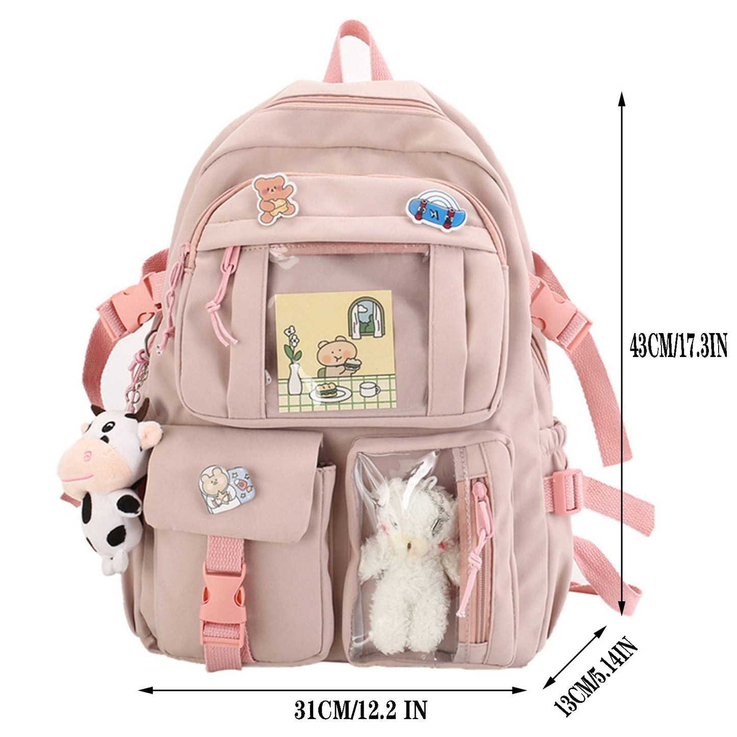 Dollcini, ghiozdan elegant pentru școală, rucsac pentru laptop, geantă elegantă de zi cu zi, compartimente interne multifuncționale pentru organizare convenabilă și practică