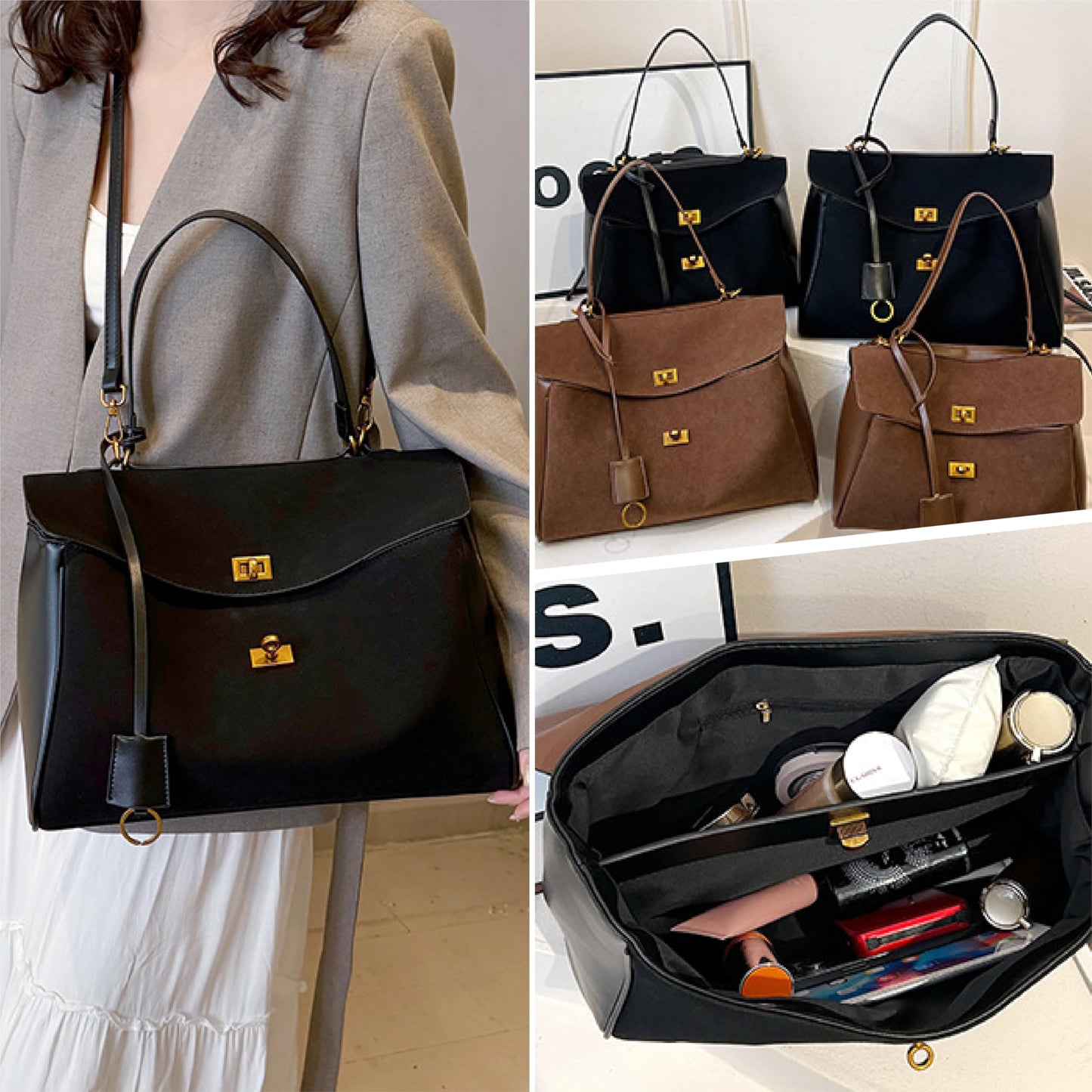 Dollcini Modern Knight geantă pentru femei, geantă de umăr pentru femei, – Premium tote din piele întoarsă pentru muncă