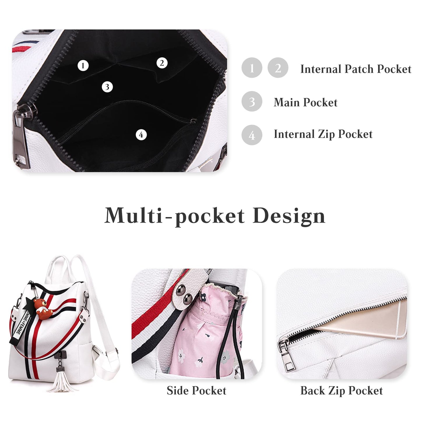 Dollcini, rucsac pentru femei, rucsac elegant pentru școală, ocazional, geantă pentru femei/călătorii/muncă/de zi cu zi