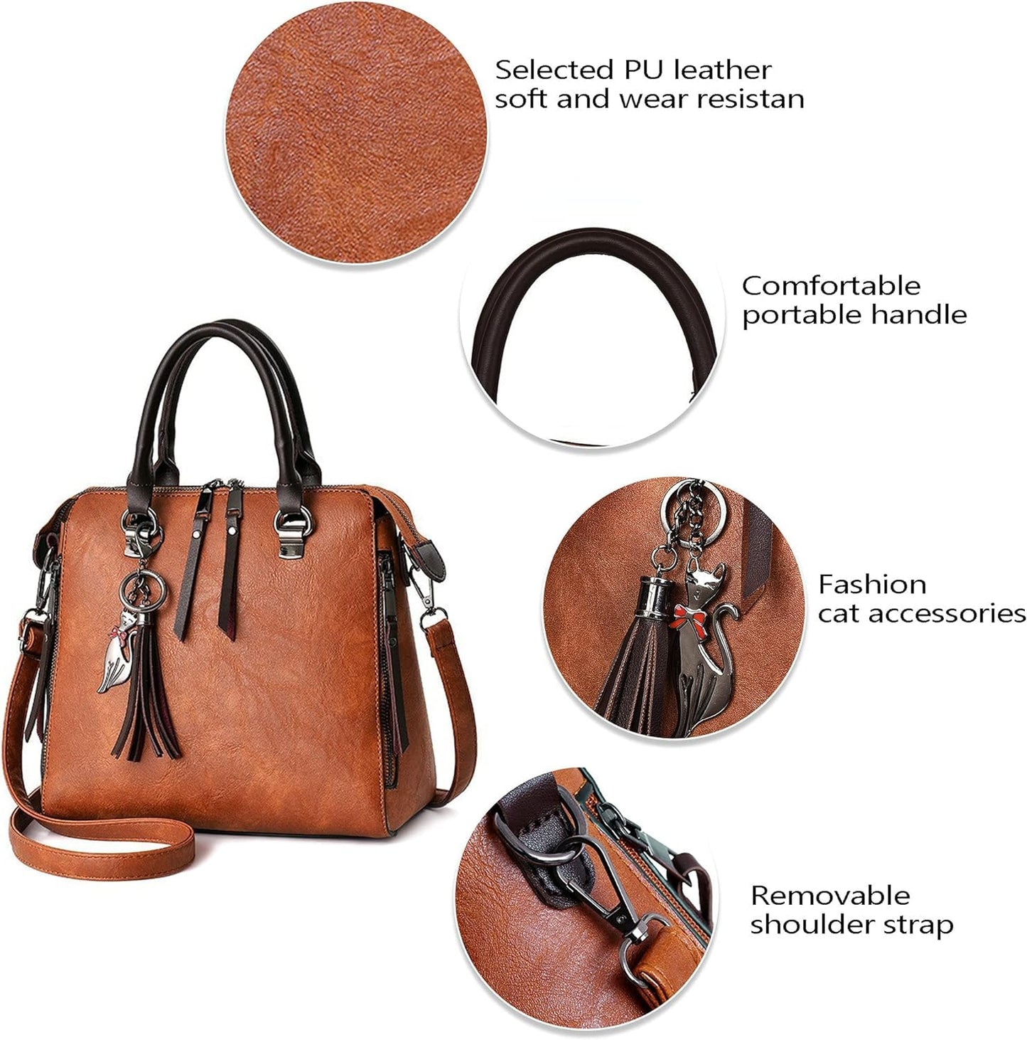 Dollcini, Genți de damă rucsac cruce geantă de umăr de damă geantă din piele PU impermeabilă geantă elegantă, trei culori