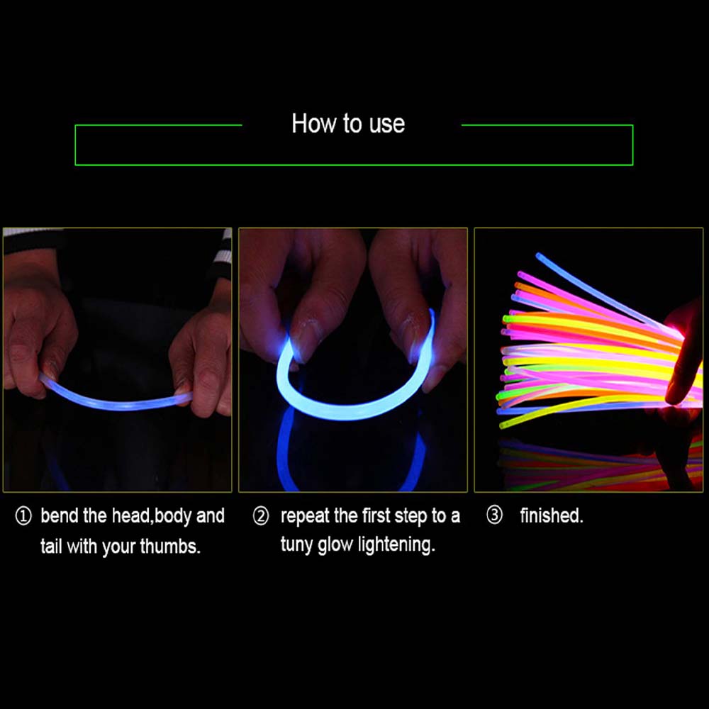Set de 100 de bețișoare luminoase colorate Dollcini – Bețișoare luminoase chemiluminiscente de lungă durată