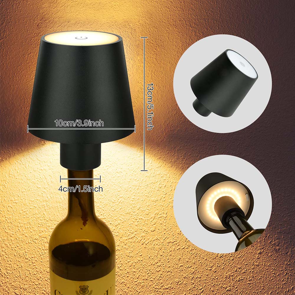 Lampă de masă LED Dollcini, lampă de masă cu ecran tactil fără fir, lampă pentru sticle de vin, rezistentă la apă și praf