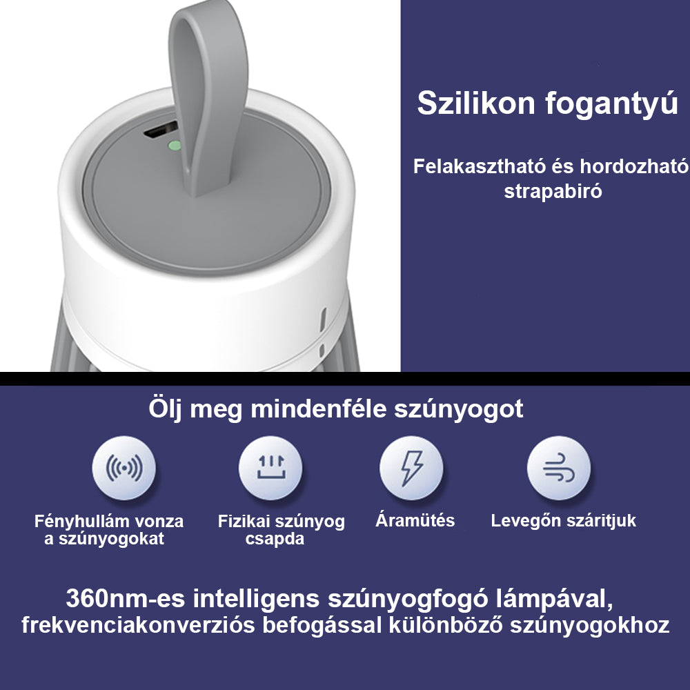 Dollcini, Lampă fizică reîncărcabilă USB pentru uciderea țânțarilor – Capcană de insecte silențioasă, fără substanțe chimice, potrivită pentru bebeluși, cu 6 lumini UV, albă