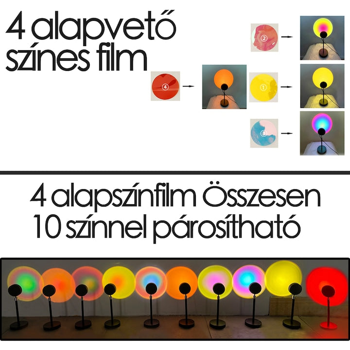 Dollcini Otthon Sunset Set Lămpi – Proiector cu 16 Culori cu Telecomandă
