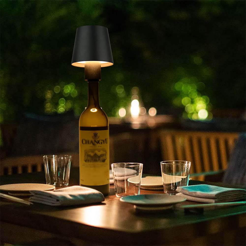 Lampă de masă LED Dollcini, lampă de masă cu ecran tactil fără fir, lampă pentru sticle de vin, rezistentă la apă și praf