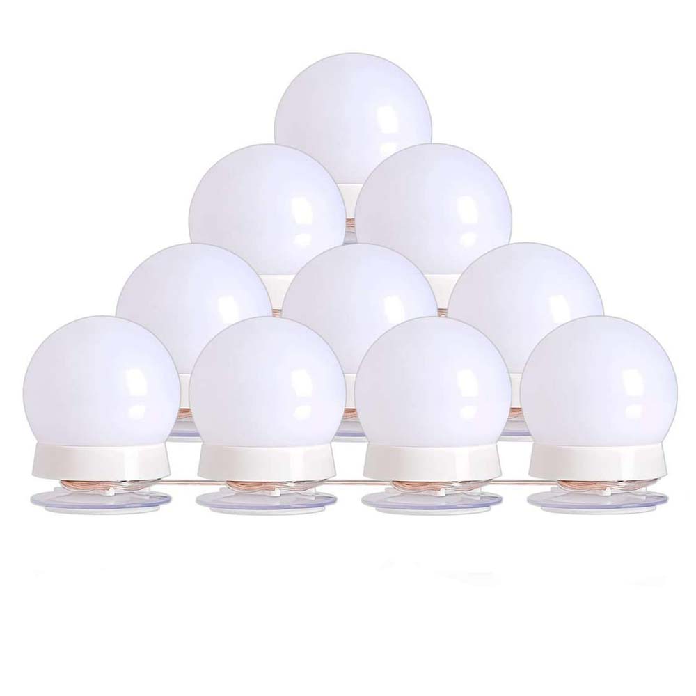 Oglindă de machiaj cu LED Dollcini în stil Hollywood – Oglindă de machiaj cu lumină reglabilă, montată pe perete
