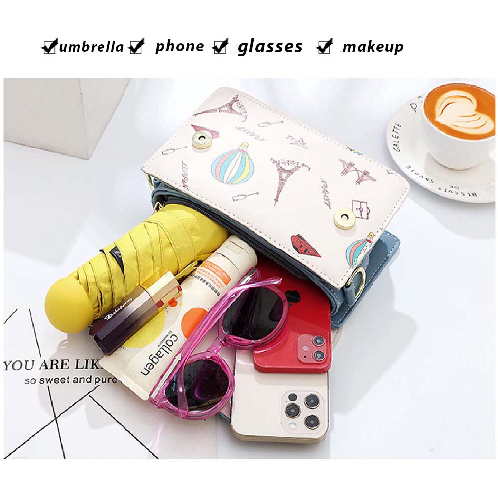 Dollcini Geantă Crossbody de Damă din Piele Ecologică Stilată – Compactă, Albastră