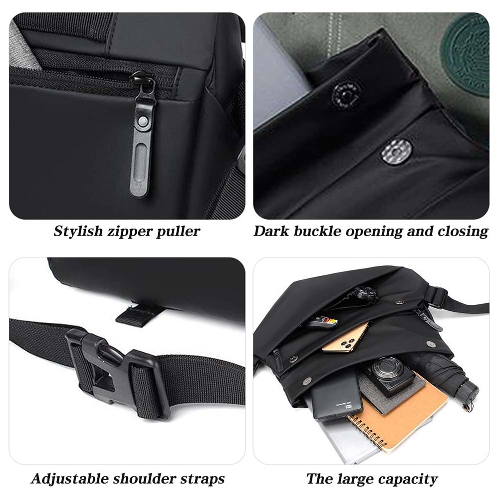 Dollcini Geantă de umăr impermeabilă pentru bărbați – Nylon, geantă de piept rezistentă la uzură