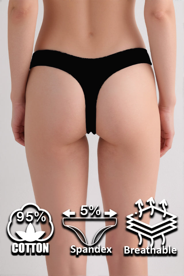 Dollcini, Chiloți tanga damă, Chiloți damă cu model pisică, 95% bumbac + spandex, Multicolor, Pachet de 6 bucăți