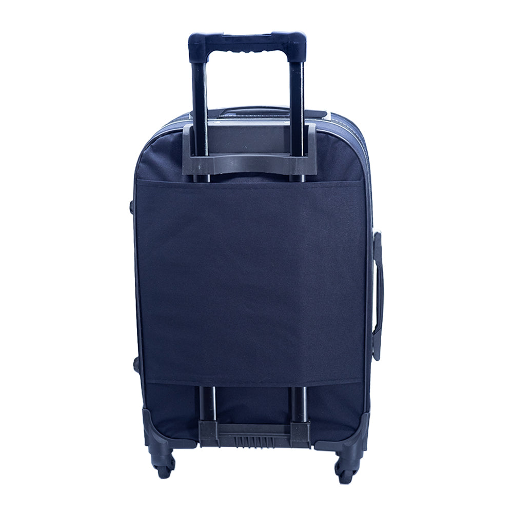 Set de valize Dollcini 3/5 piese cu capac moale – geantă de călătorie extensibilă cu 4 roți, negru/albastru închis