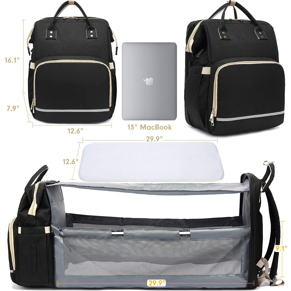 Rucsac multifuncțional Dollcini pentru bebeluși – cu pătuț pliabil și design impermeabil