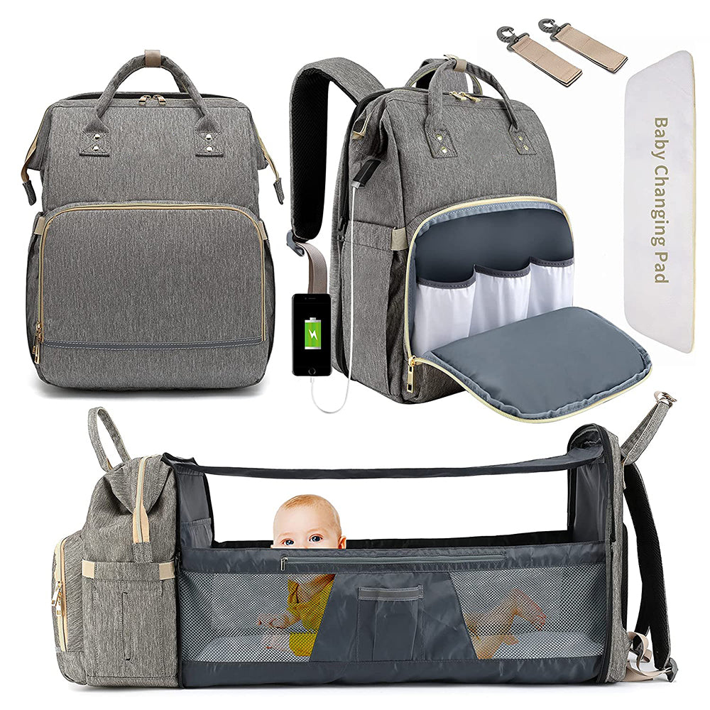 Rucsac multifuncțional Dollcini pentru bebeluși – cu pătuț pliabil și design impermeabil