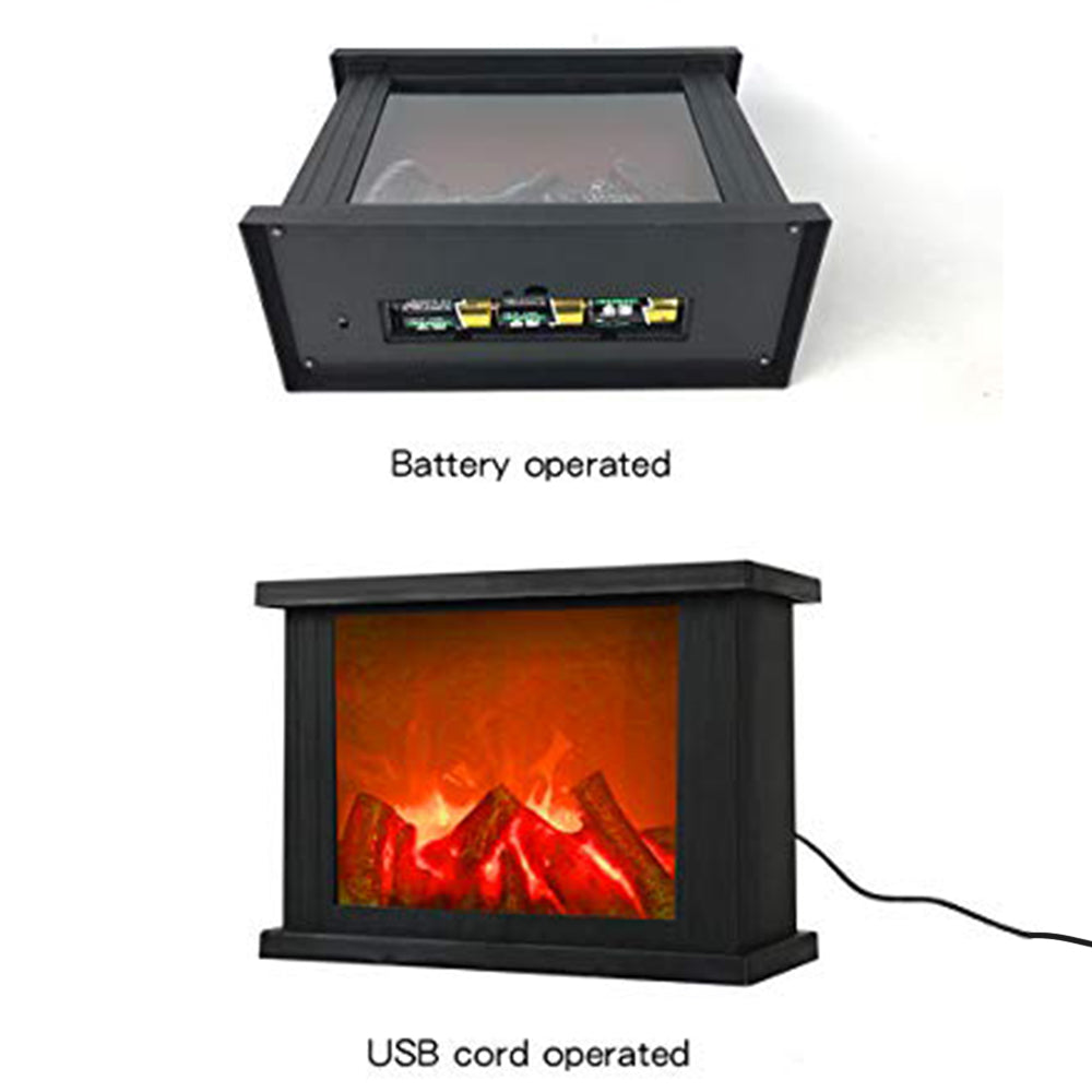 Lampă decorativă pentru șemineu Dollcini cu efect de flacără LED – alimentată prin USB și baterii
