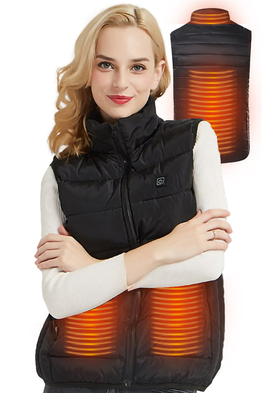 Dollcini Vestă Elegantă pentru Femei cu Încălzire – Încălzire USB, Negru