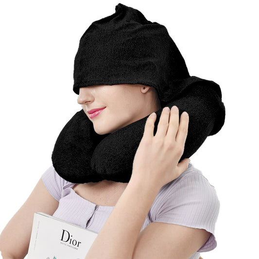 Dollcini Pernă de gât de călătorie cu pălărie – Negru