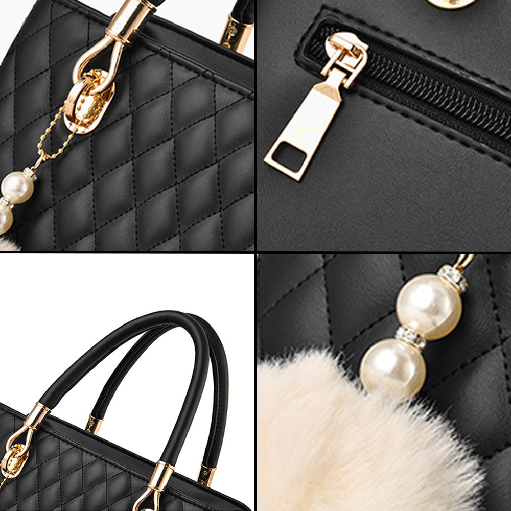 Geantă de damă Dollcini clasică și elegantă - piele PU premium, design matlasat, accesorii aurii și curea detașabilă, culori multiple