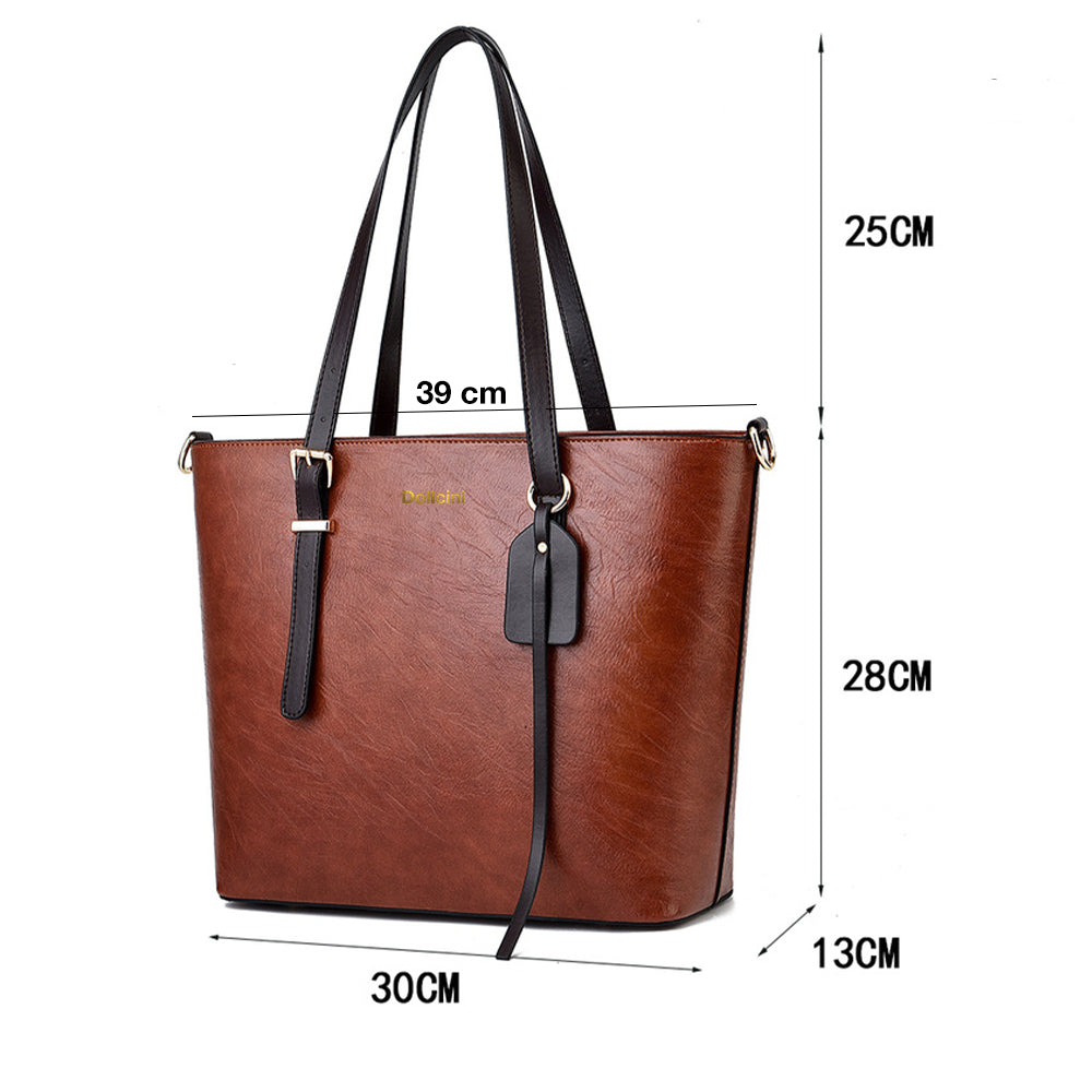 Dollcini Geantă de mână clasică pentru femei – Geantă de umăr din piele ecologică impermeabilă