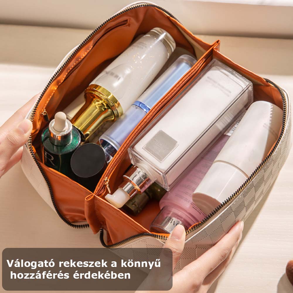Dollcini Geantă Cosmetică Stilată – Piele ecologică rezistentă la apă, Capacitate Mare