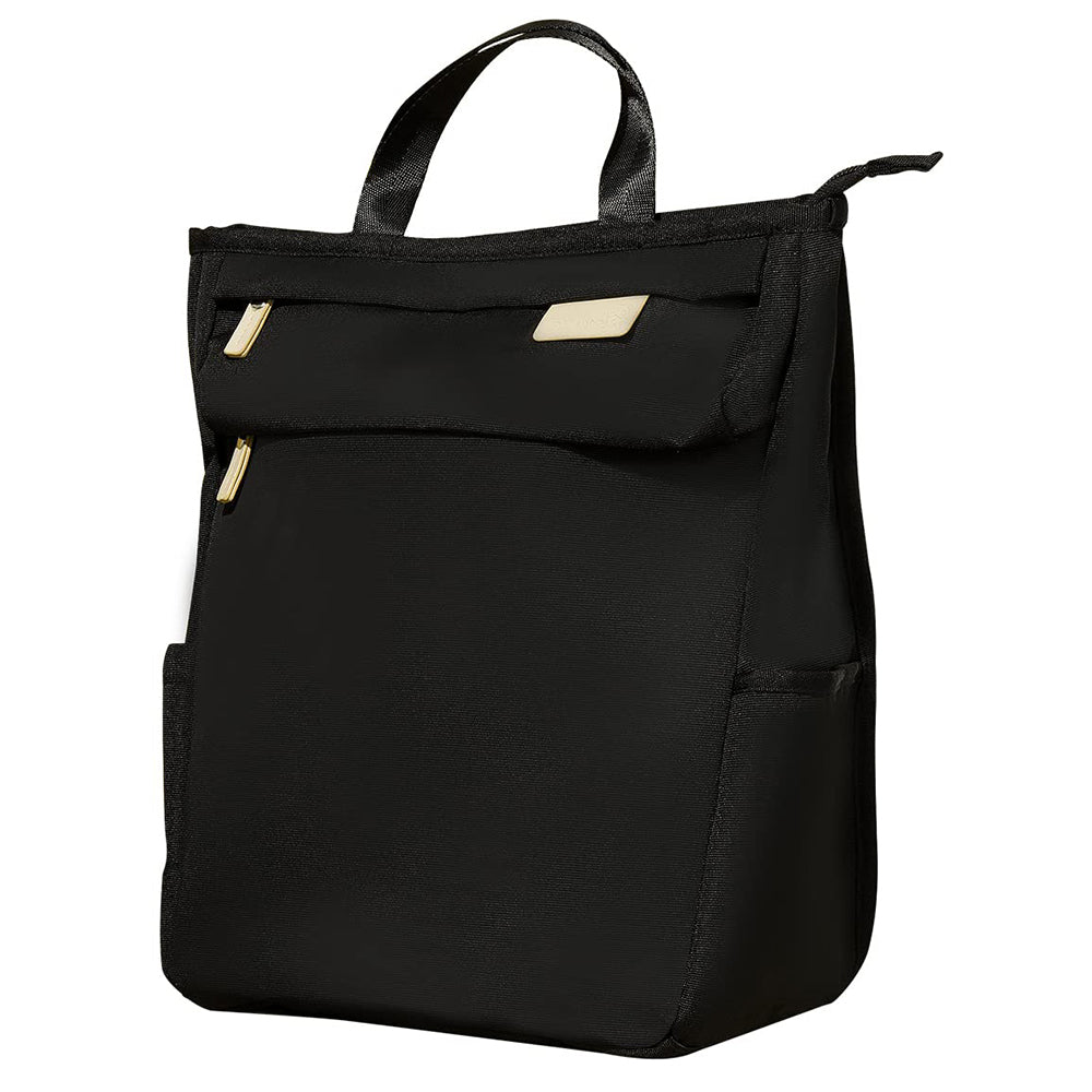 Rucsac Dollcini negru pentru bebeluși – stil minimalist, geantă impermeabilă pentru scutece cu fermoare aurii și capacitate mare