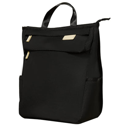 Rucsac Dollcini negru pentru bebeluși – stil minimalist, geantă impermeabilă pentru scutece cu fermoare aurii și capacitate mare