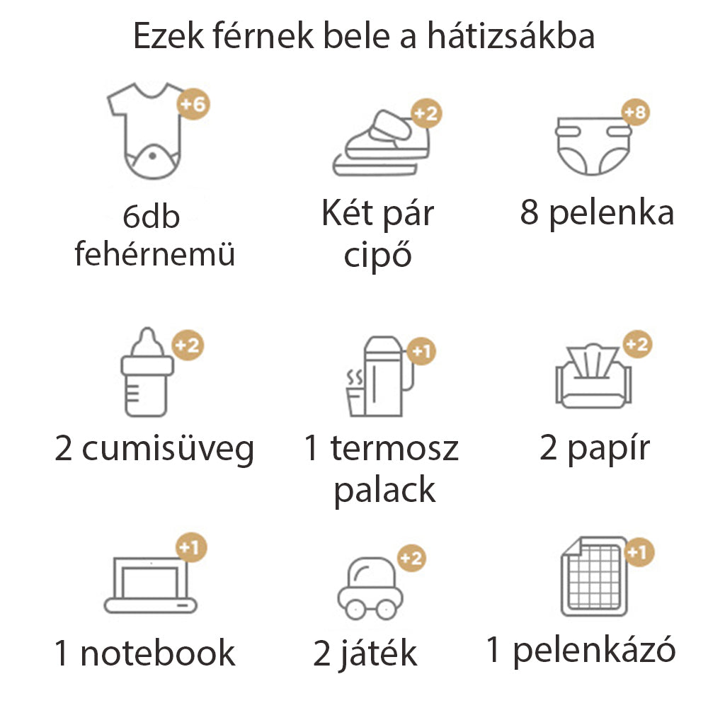 Rucsac Dollcini negru pentru bebeluși – stil minimalist, geantă impermeabilă pentru scutece cu fermoare aurii și capacitate mare