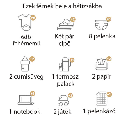Rucsac Dollcini negru pentru bebeluși – stil minimalist, geantă impermeabilă pentru scutece cu fermoare aurii și capacitate mare