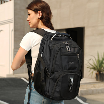 Dollcini, Rucsac unisex pentru laptop, impermeabil, cu port de încărcare USB, Negru