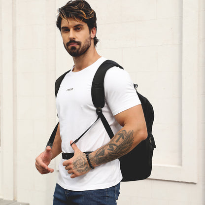 Dollcini, Rucsac unisex pentru laptop, impermeabil, cu port de încărcare USB, Negru
