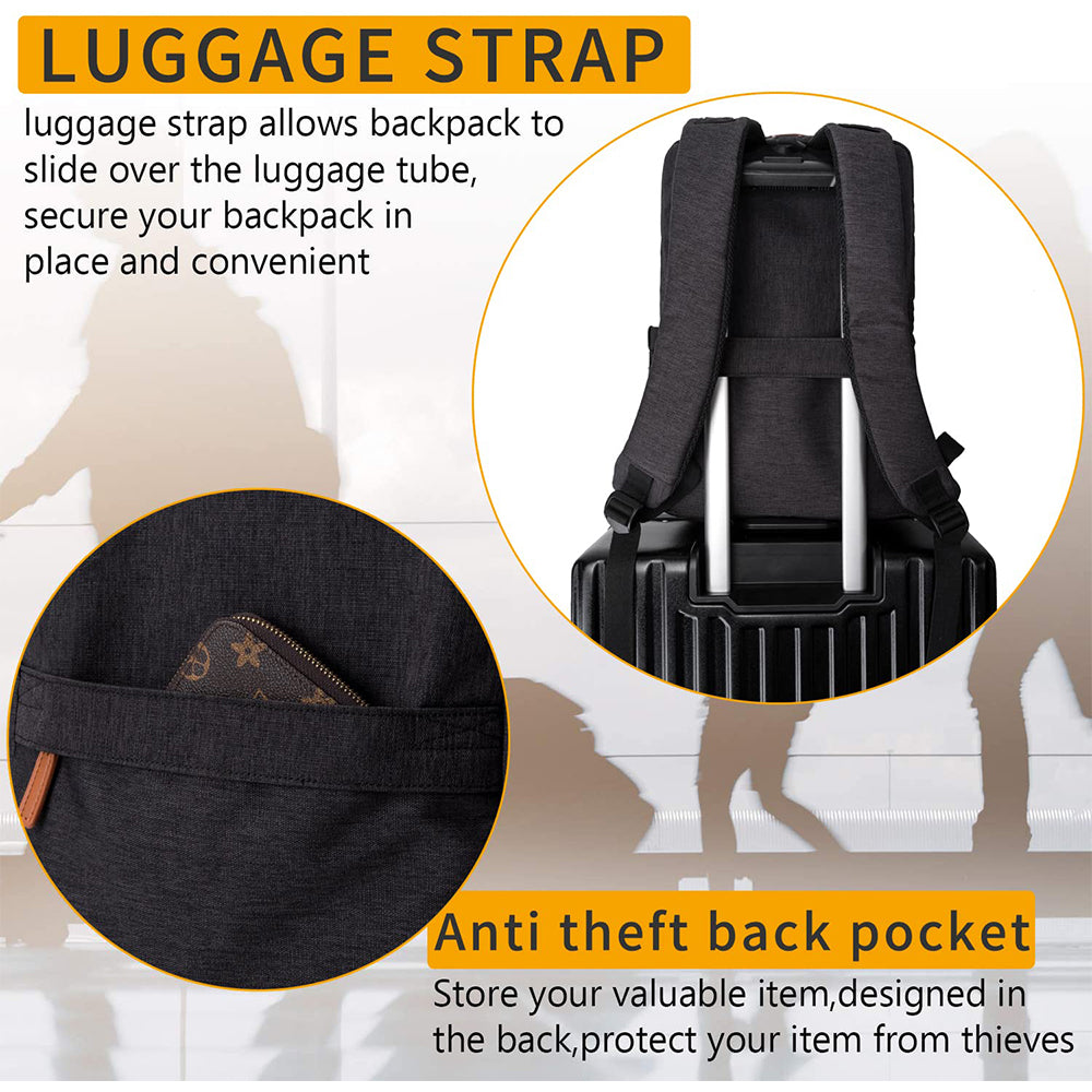 Rucsac multifuncțional pentru laptop Dollcini – impermeabil, ergonomic, pentru laptop de 15,6”, culori multiple