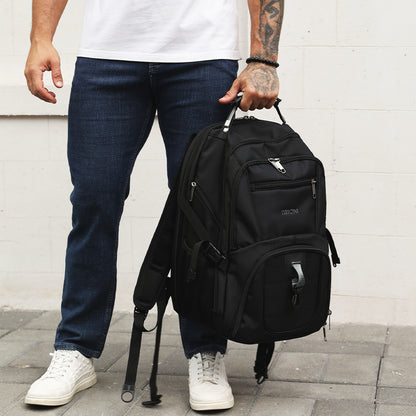 Dollcini, Rucsac unisex pentru laptop, impermeabil, cu port de încărcare USB, Negru