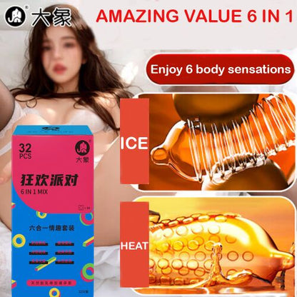 Dollcini Set de prezervative 6 în 1 – Experiențe variate, 32 buc