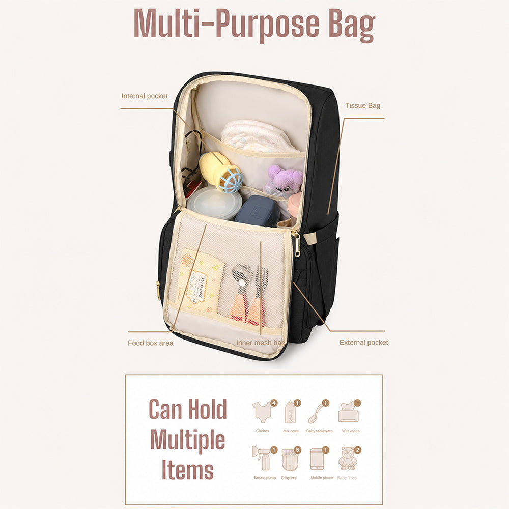 Dollcini Maternity Backpack – Multifunctional, Waterproof, with USB Port