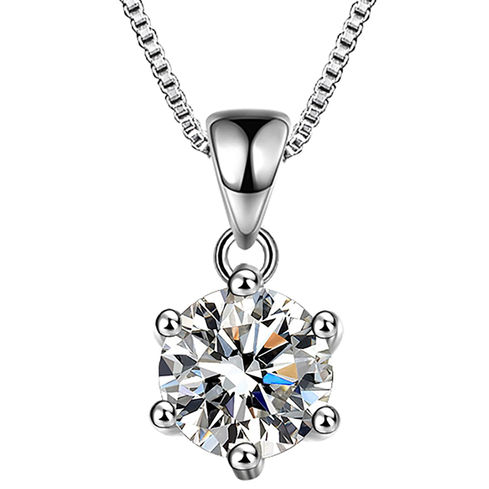 Dollcini Colier Moissanit – 3 Carate, Pandantiv Solitaire din Argint 925 pentru Femei